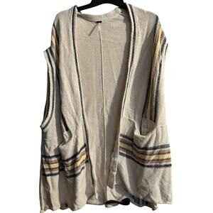 Free People Kimono Sleeve sweater Cardigan M/L Cream Boho Lagenlook